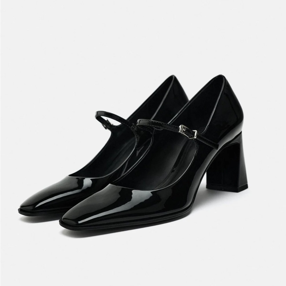 - Zara black patent Mary Jane’s
